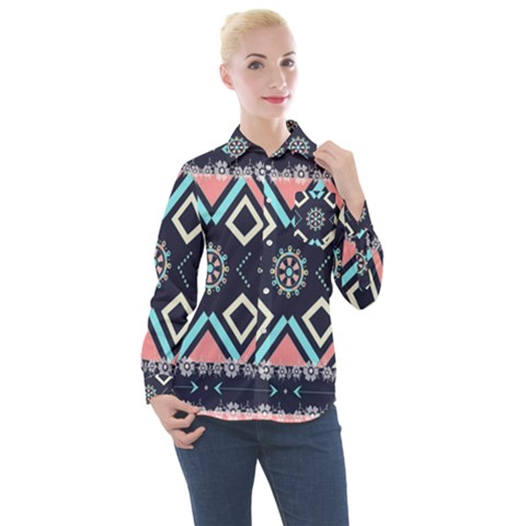 Gypsy-pattern Women s Long Sleeve Pocket Shirt by PollyParadise