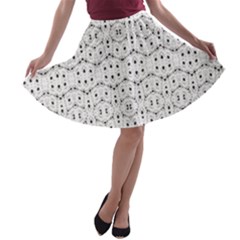 Modern Geometric Black And White Print Pattern A-line Skater Skirt by dflcprintsclothing