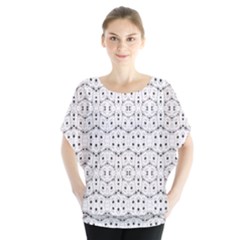 Modern Geometric Black And White Print Pattern Batwing Chiffon Blouse