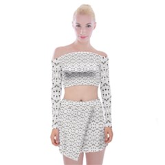 Modern Geometric Black And White Print Pattern Off Shoulder Top With Mini Skirt Set by dflcprintsclothing