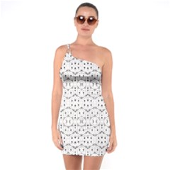 Modern Geometric Black And White Print Pattern One Soulder Bodycon Dress