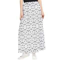 Modern Geometric Black And White Print Pattern Maxi Chiffon Skirt by dflcprintsclothing