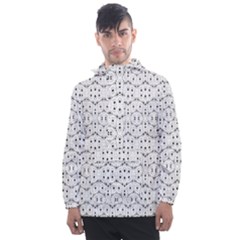 Modern Geometric Black And White Print Pattern Men s Front Pocket Pullover Windbreaker