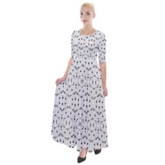 Modern Geometric Black And White Print Pattern Half Sleeves Maxi Dress by dflcprintsclothing