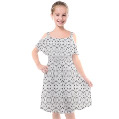 Modern Geometric Black And White Print Pattern Kids  Cut Out Shoulders Chiffon Dress by dflcprintsclothing