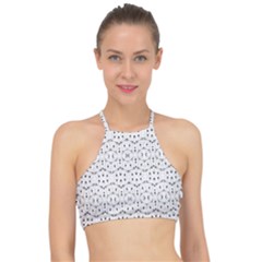 Modern Geometric Black And White Print Pattern Racer Front Bikini Top by dflcprintsclothing