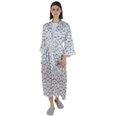 Modern Geometric Black And White Print Pattern Maxi Satin Kimono