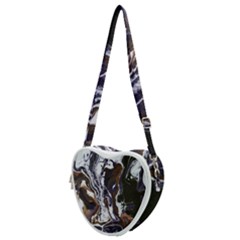 Fluid Patterns Heart Shoulder Bag by kaleidomarblingart