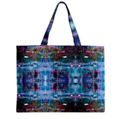 Blue On Turquoise Marbling Zipper Mini Tote Bag by kaleidomarblingart