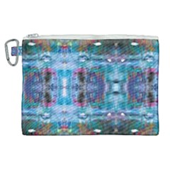 Blue On Turquoise Marbling Canvas Cosmetic Bag (xl) by kaleidomarblingart