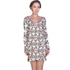 Multicolored Texture Print Pattern Long Sleeve Nightdress