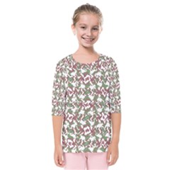 Multicolored Texture Print Pattern Kids  Quarter Sleeve Raglan Tee