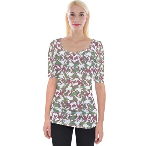 Multicolored Texture Print Pattern Wide Neckline Tee by dflcprintsclothing