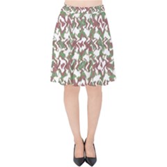 Multicolored Texture Print Pattern Velvet High Waist Skirt