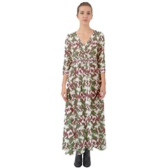 Multicolored Texture Print Pattern Button Up Boho Maxi Dress