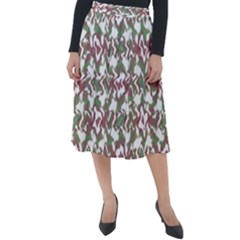 Multicolored Texture Print Pattern Classic Velour Midi Skirt 