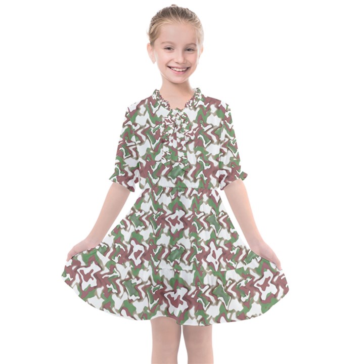 Multicolored Texture Print Pattern Kids  All Frills Chiffon Dress