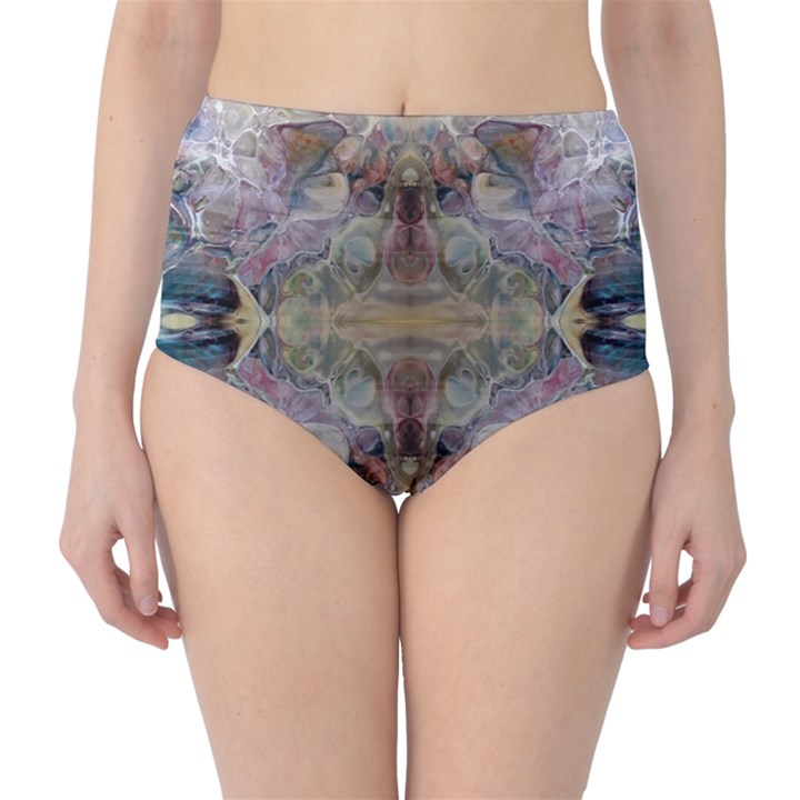 Marbling ornate Classic High-Waist Bikini Bottoms