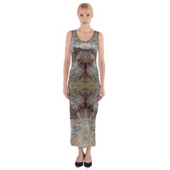 Marbling Ornate Fitted Maxi Dress by kaleidomarblingart