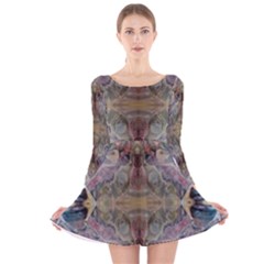 Marbling Ornate Long Sleeve Velvet Skater Dress