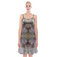 Marbling Ornate Spaghetti Strap Velvet Dress