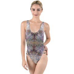 Marbling Ornate High Leg Strappy Swimsuit by kaleidomarblingart