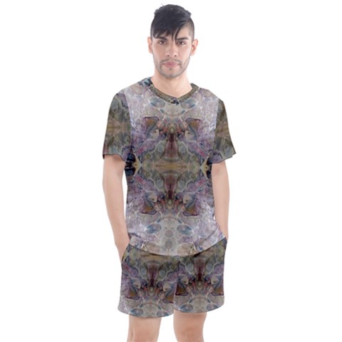 Marbling Ornate Men s Mesh Tee And Shorts Set by kaleidomarblingart