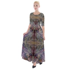 Marbling Ornate Half Sleeves Maxi Dress by kaleidomarblingart