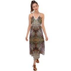 Marbling Ornate Halter Tie Back Dress 