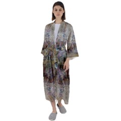 Marbling Ornate Maxi Satin Kimono by kaleidomarblingart