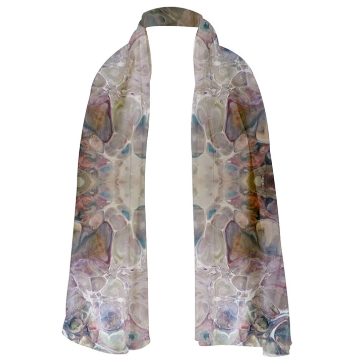 Marbling ornate Long Sheer Chiffon Scarf 