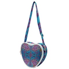 Blue Marbling Patterns Heart Shoulder Bag by kaleidomarblingart