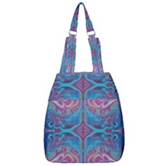 Blue Marbling Patterns Center Zip Backpack