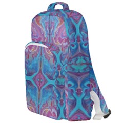 Blue Marbling Patterns Double Compartment Backpack by kaleidomarblingart