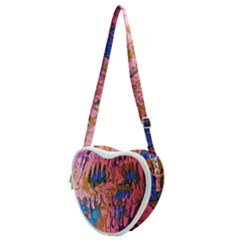 Painted Ornate, Marbling Art Heart Shoulder Bag by kaleidomarblingart