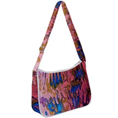 Painted Ornate, Marbling Art Zip Up Shoulder Bag by kaleidomarblingart