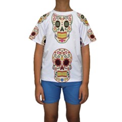 Day Of The Dead Day Of The Dead Kids  Short Sleeve Swimwear by GrowBasket