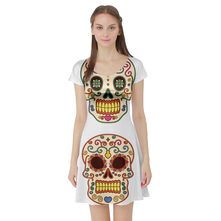 Day Of The Dead Day Of The Dead Short Sleeve Skater Dress