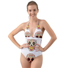 Day Of The Dead Day Of The Dead Halter Cut-out One Piece Swimsuit by GrowBasket