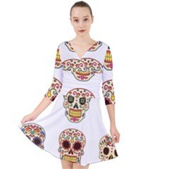 Day Of The Dead Day Of The Dead Quarter Sleeve Front Wrap Dress