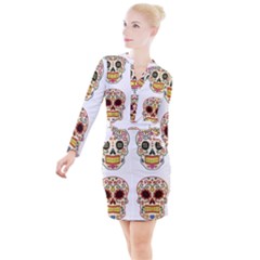 Day Of The Dead Day Of The Dead Button Long Sleeve Dress