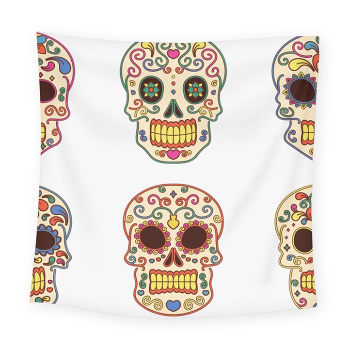 Day Of The Dead Day Of The Dead Square Tapestry (Large)