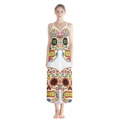 Day Of The Dead Day Of The Dead Button Up Chiffon Maxi Dress