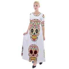 Day Of The Dead Day Of The Dead Half Sleeves Maxi Dress