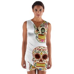 Day Of The Dead Day Of The Dead Wrap Front Bodycon Dress by GrowBasket