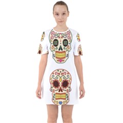 Day Of The Dead Day Of The Dead Sixties Short Sleeve Mini Dress by GrowBasket