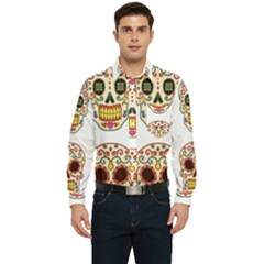 Day Of The Dead Day Of The Dead Men s Long Sleeve Pocket Shirt  by GrowBasket