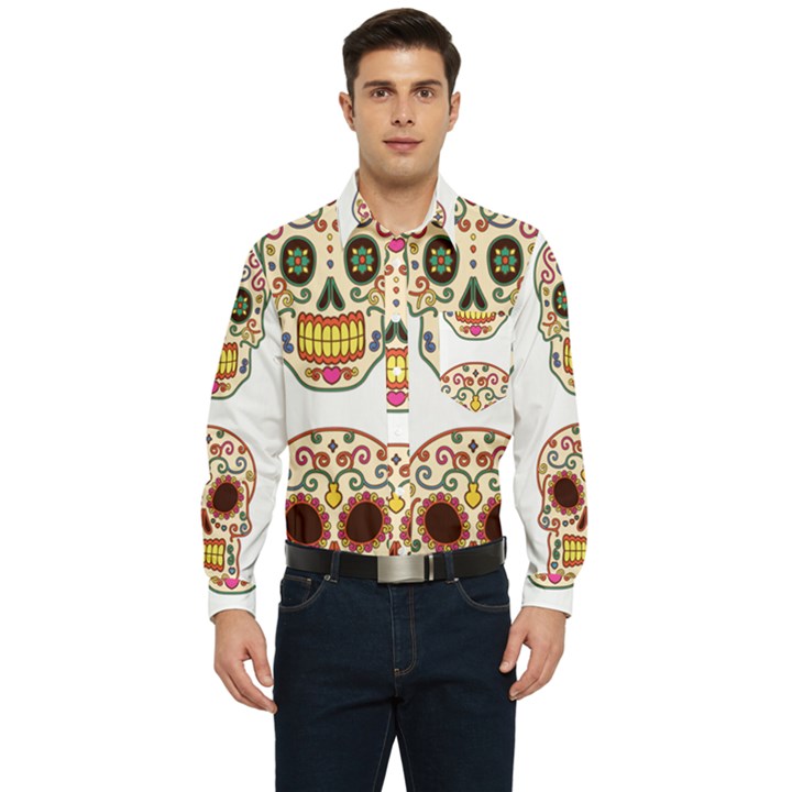 Day Of The Dead Day Of The Dead Men s Long Sleeve Pocket Shirt 