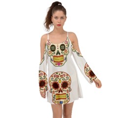 Day Of The Dead Day Of The Dead Kimono Sleeves Boho Dress by GrowBasket