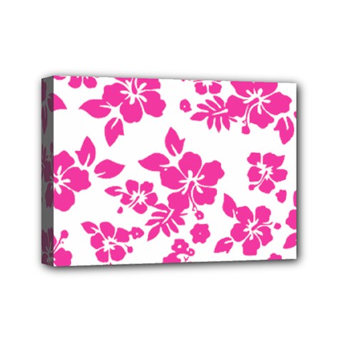 Hibiscus Pattern Pink Mini Canvas 7  X 5  (stretched) by GrowBasket